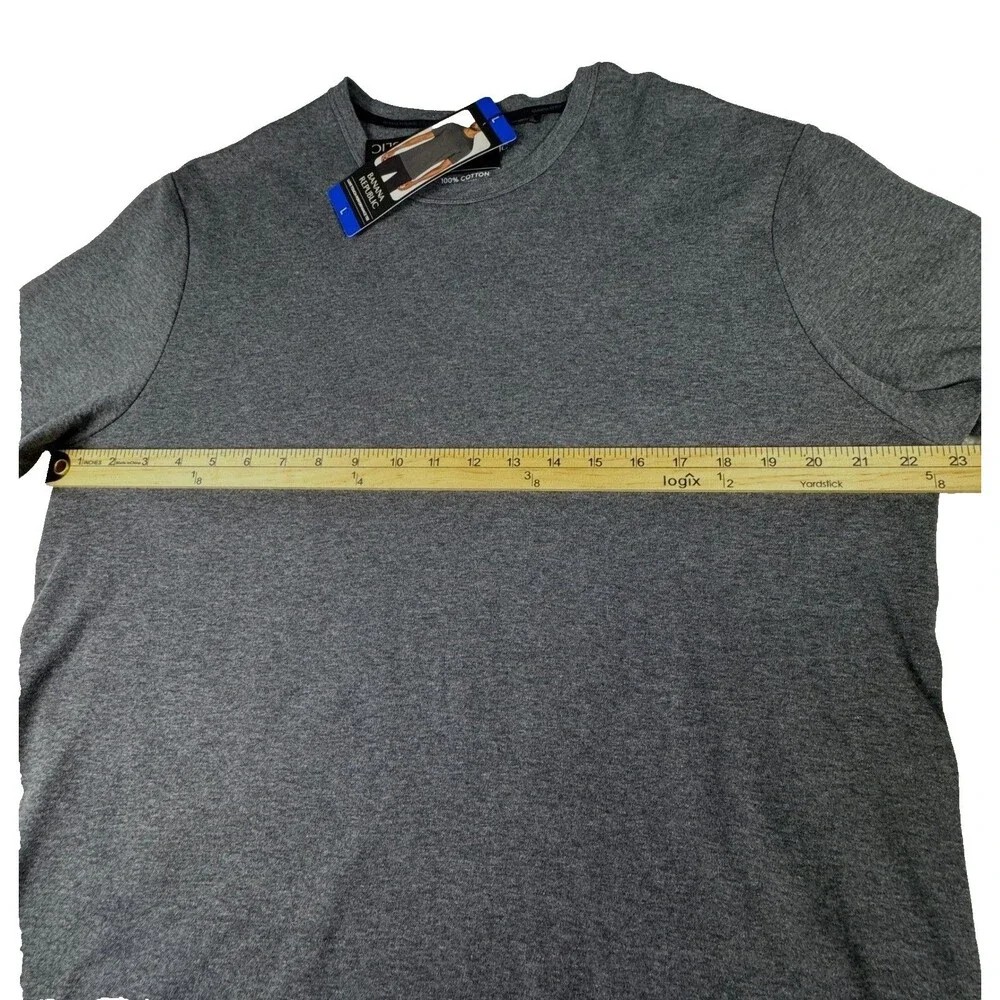 Banana Republic Men's L Luxe Touch Performance Tee 100% Cotton Gray Knit Logo